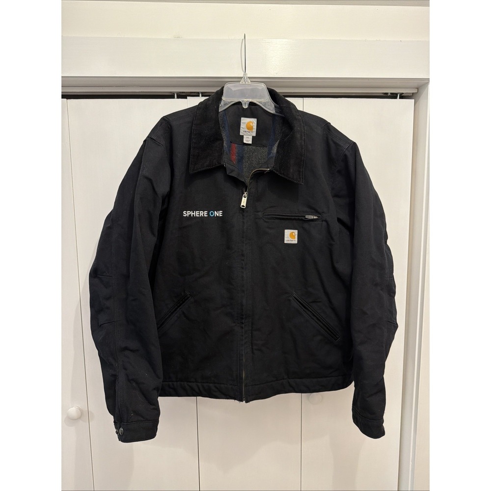 Carhartt‎ Jacket Men Sz XXL Black Blanket Lined Detroit Relax Fit 103828, LOGO!
